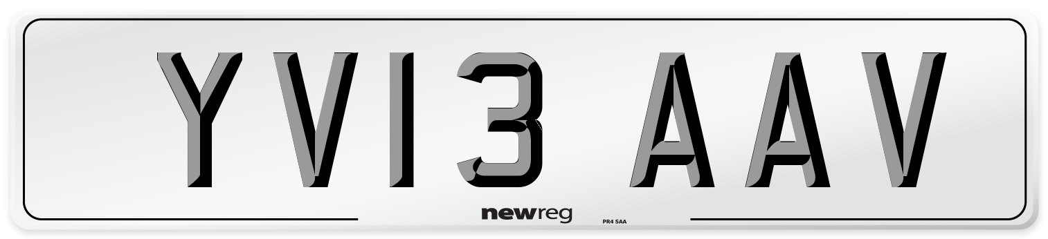 YV13 AAV Number Plate from New Reg